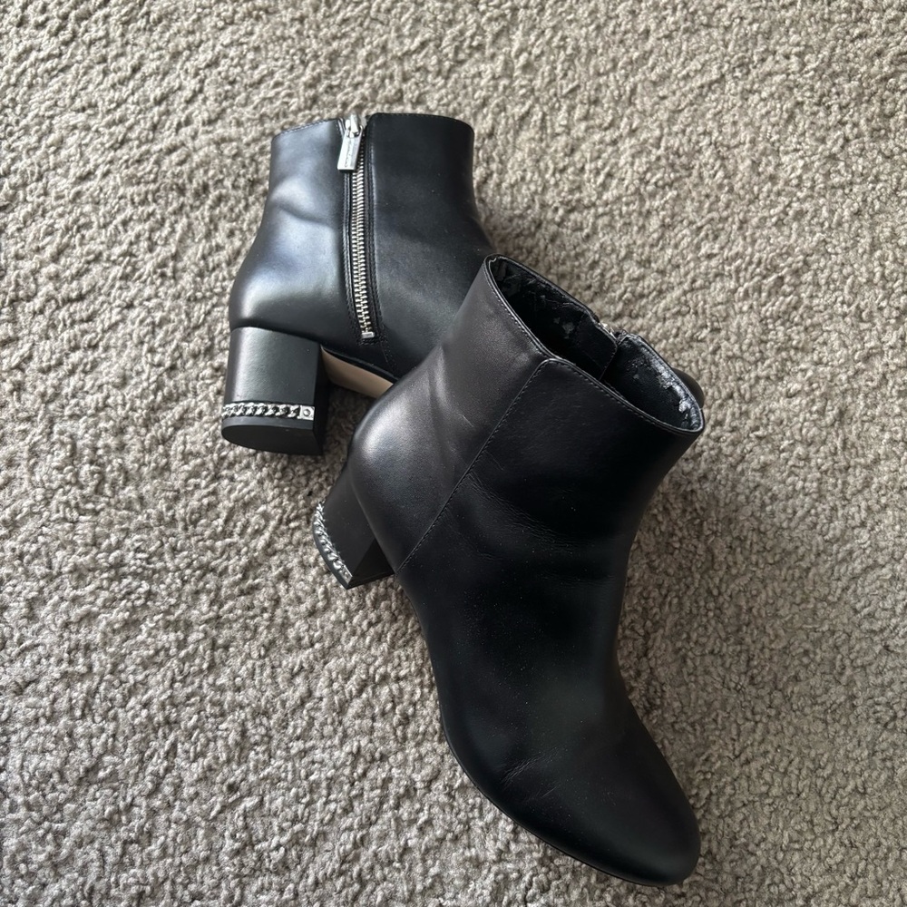 MICHAEL Michael Kors Sabrina Leather Mid Heeled Boots in black